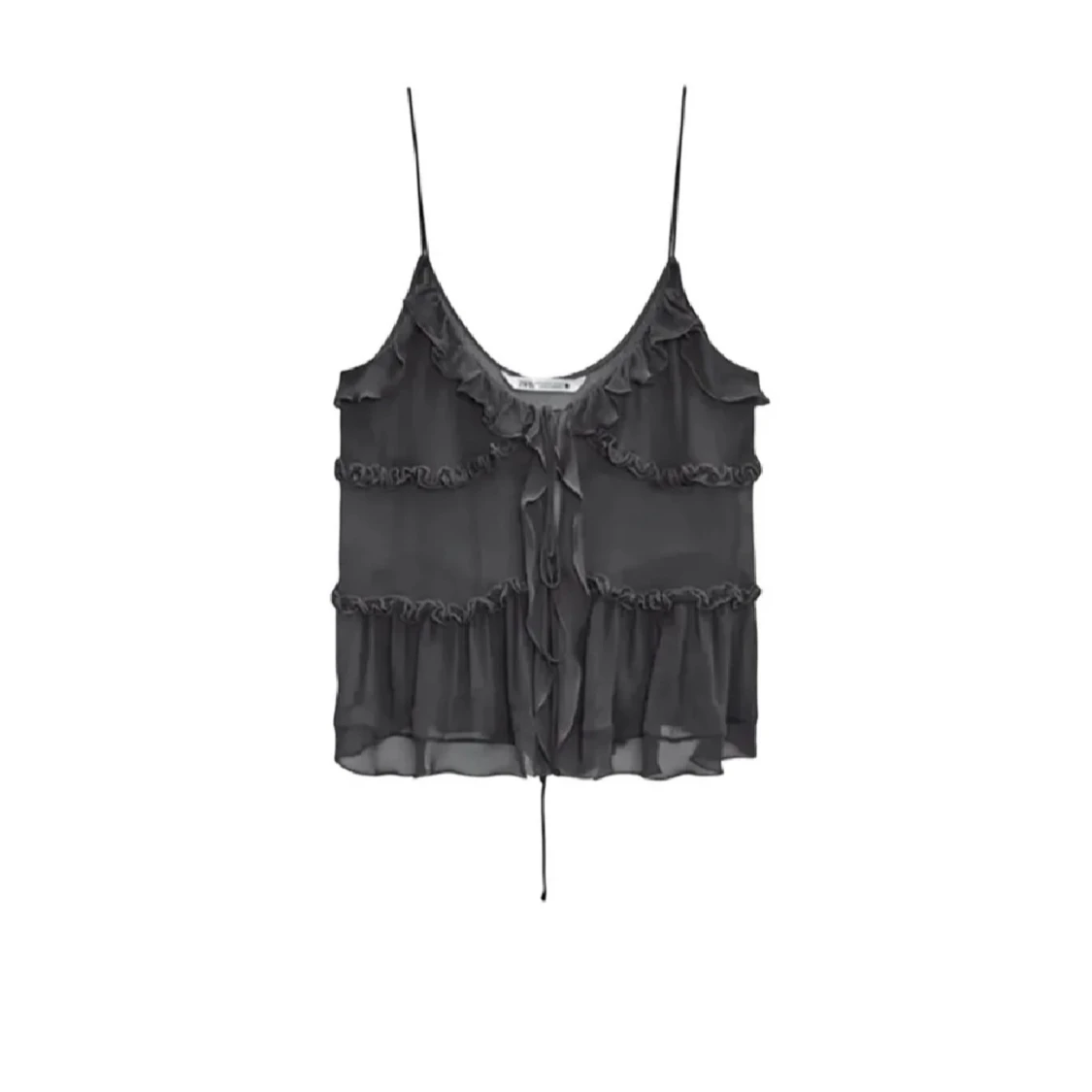 Svart volangtop med snörning/knytning Zara