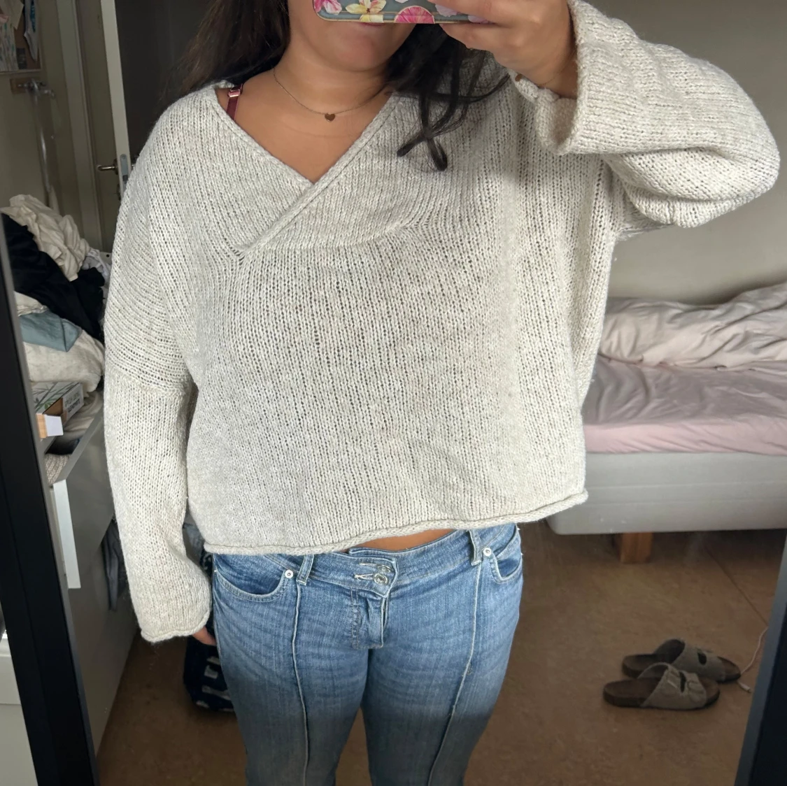 Beige stickad tröja - 1