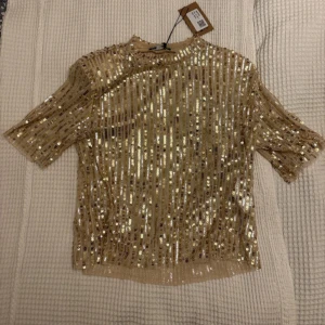 glitter top från zara - köpte på sellpy emn har aldrig själv använt. det står some L men jag skulle säga att den passar på M 💫 super fin till fest, speciellt nu till sommaren och våren ✨ den har shoulderpads ! för fler bilder eller några frågor skicka ett meddelande 🤍
