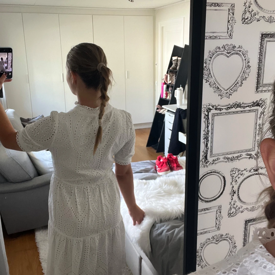 Vit broderad kortklänning i bomull från mango - 2