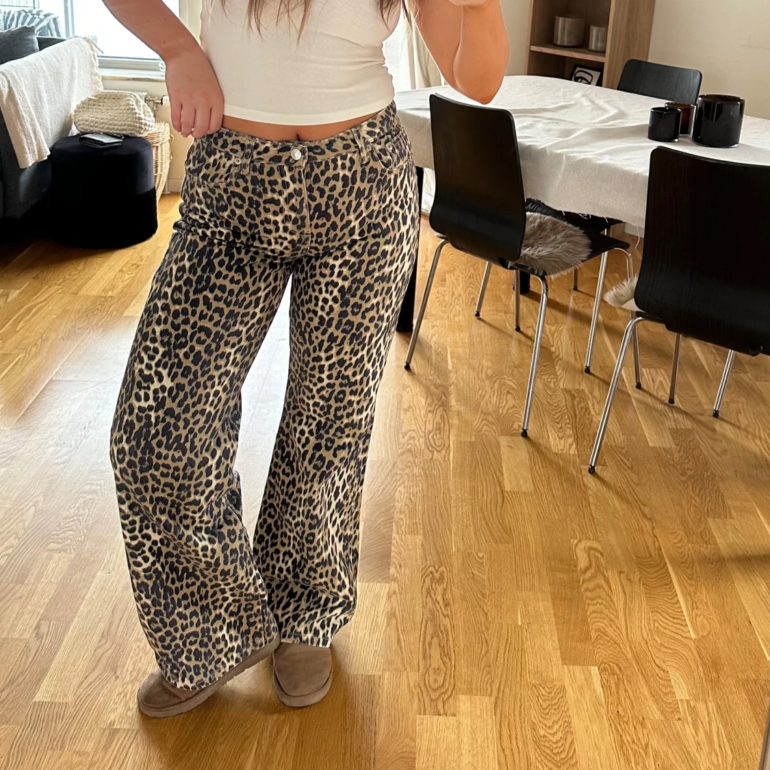 Leopardmönstrade wide jeans - 1