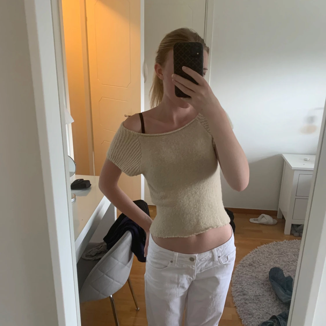 Beige stickad topp - 1