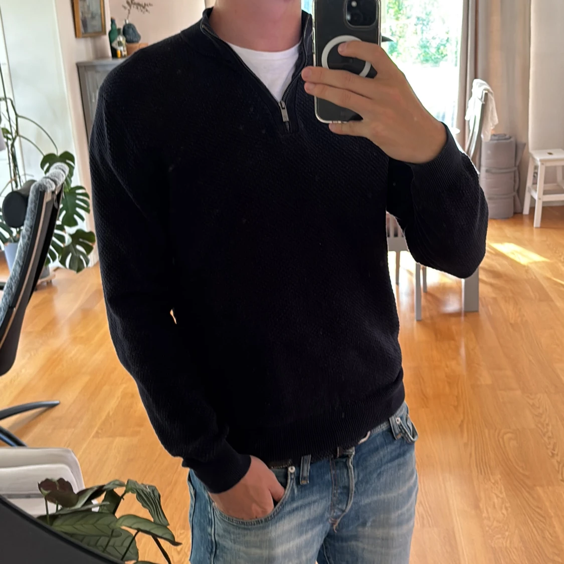 Mörkblå half zip tröja Massimo Dutti - 2