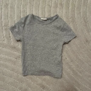 Grå basic t-shirt från Gina Tricot - En enkel och stilren grå t-shirt från Gina Tricot. T-shirten har korta ärmar och rund halsringning. Perfekt att matcha med jeans eller kjol för en clean look. Kolla min profil för fler kläder!