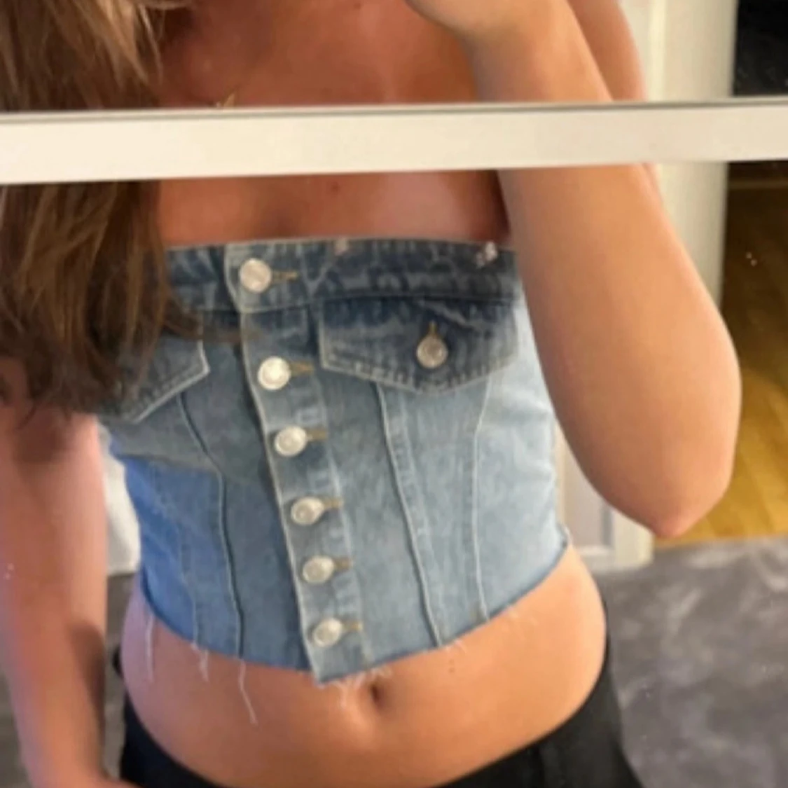 Jeans tubtopp med knappar