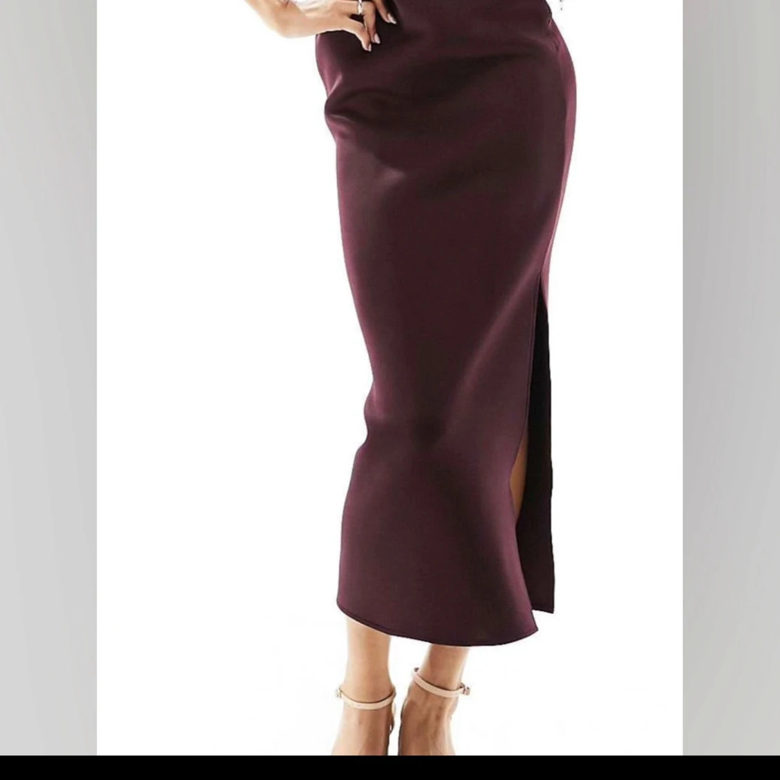 Mörklila/vinröd one shoulder långklänning - 3