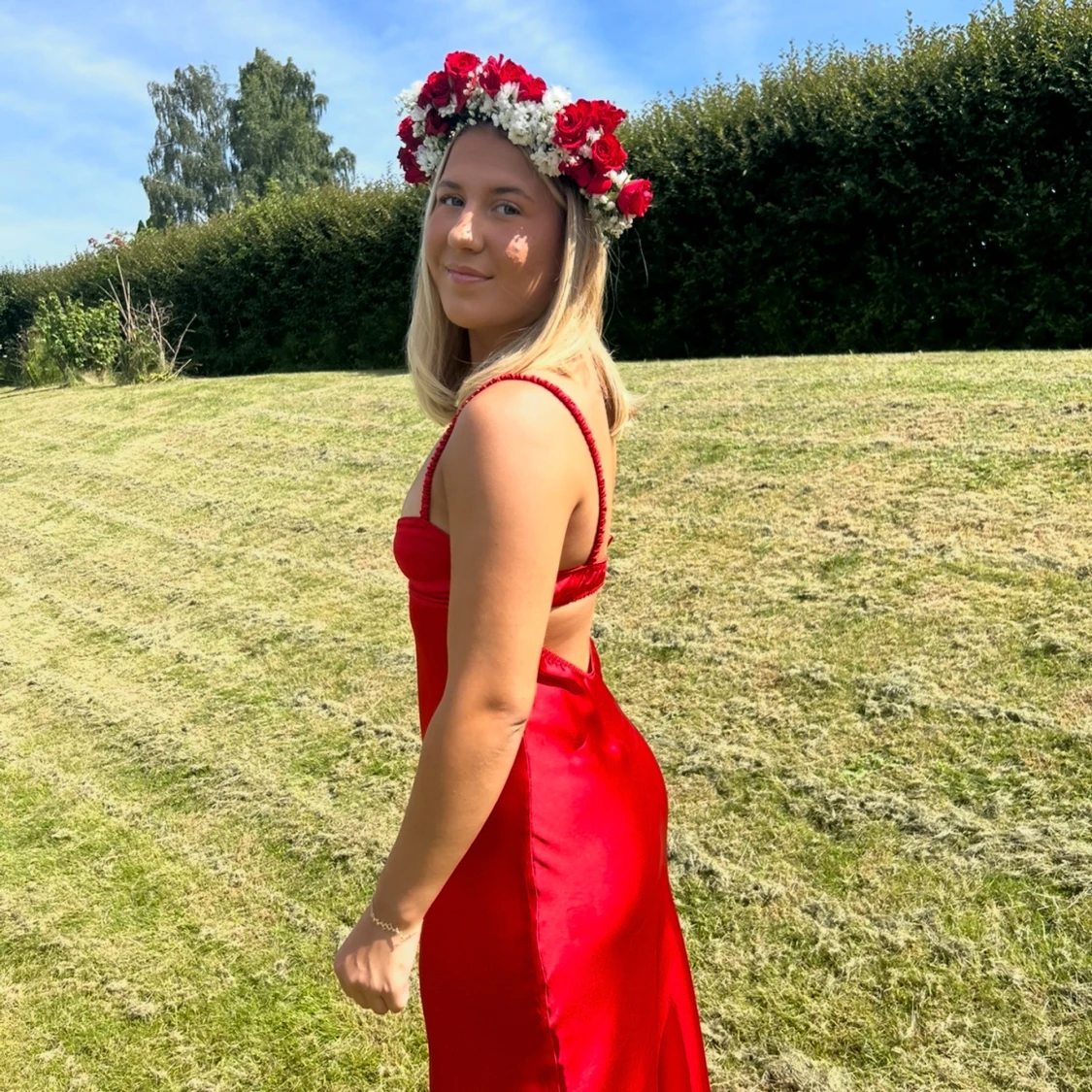 Röd långklänning från Zara