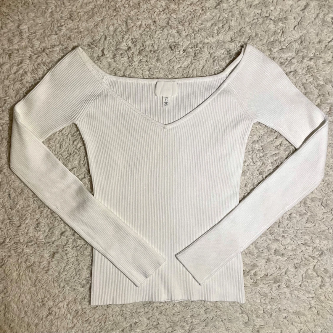 Vit ribbad topp från H&M - 1