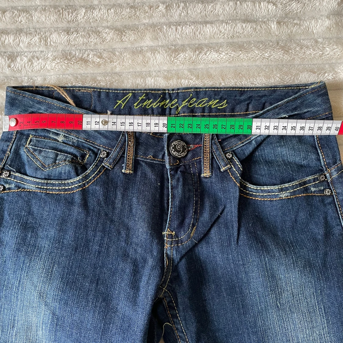 Blå lågmidjade bootcut jeans - 4