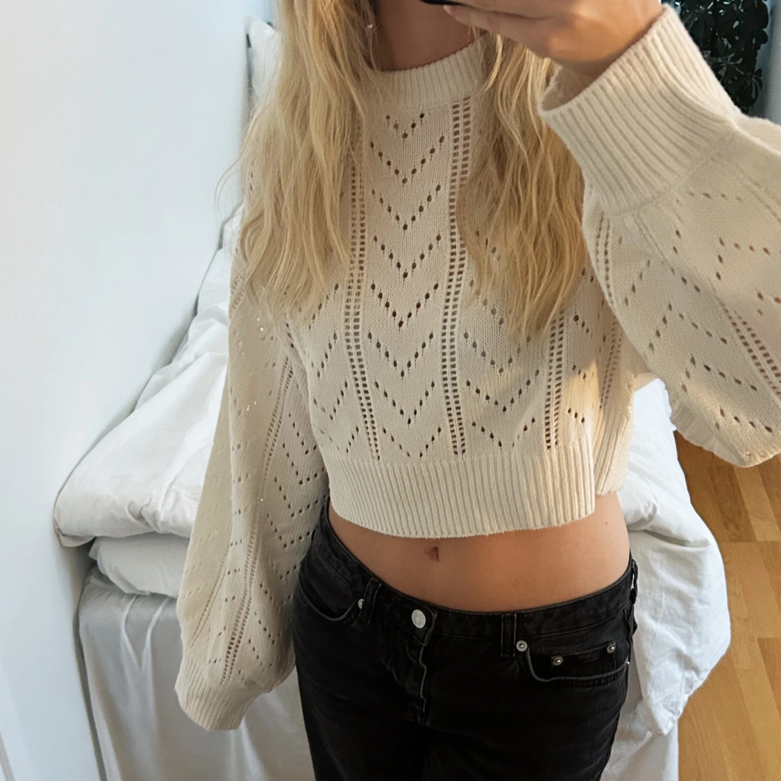 Croppad vit tröja - 2