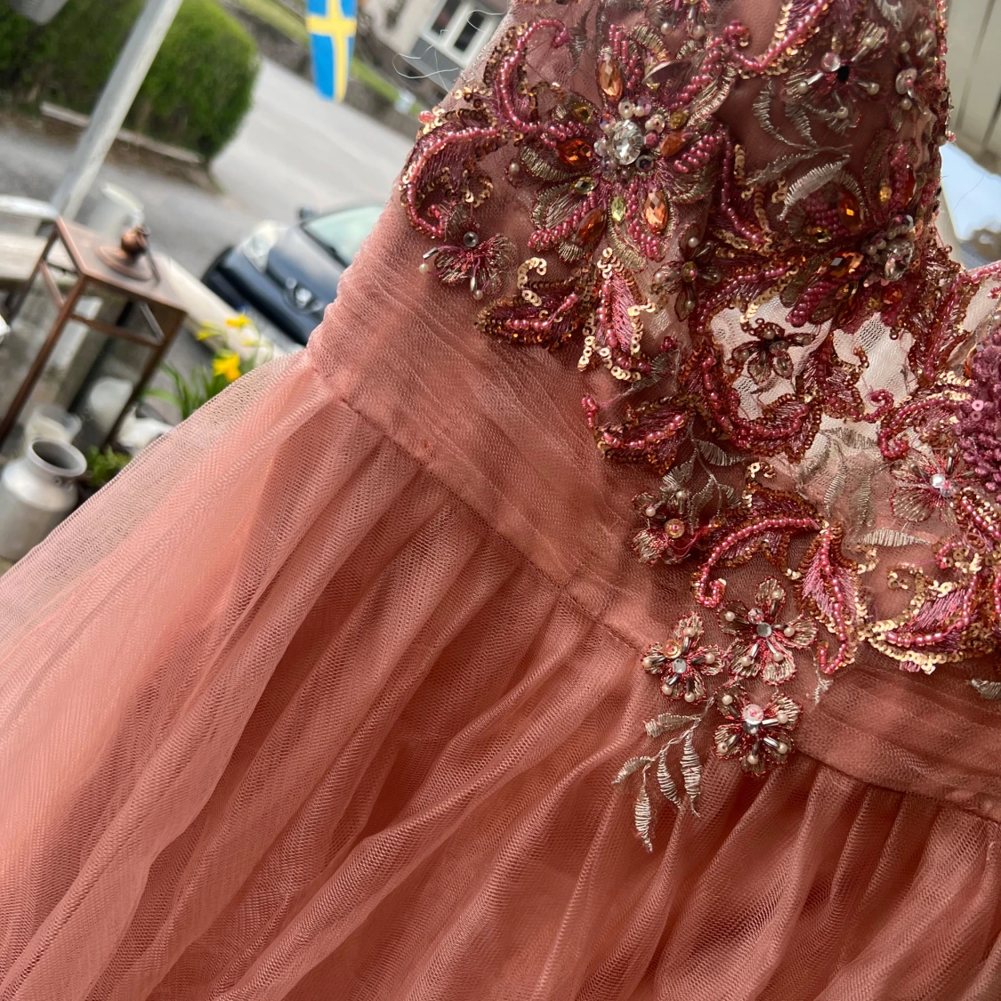 Rosa balklänning med broderier från Gino Cerruti - 4