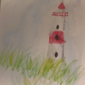 Fyrtorn - Akvarellmålning - En handmålad akvarell målning med bra pris! Passar bra i ett barnrum eller vart som helst!