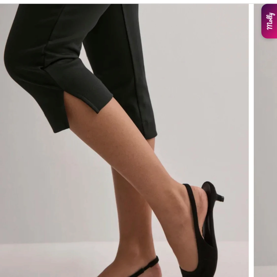 Svarta croppade byxor med slits - 2