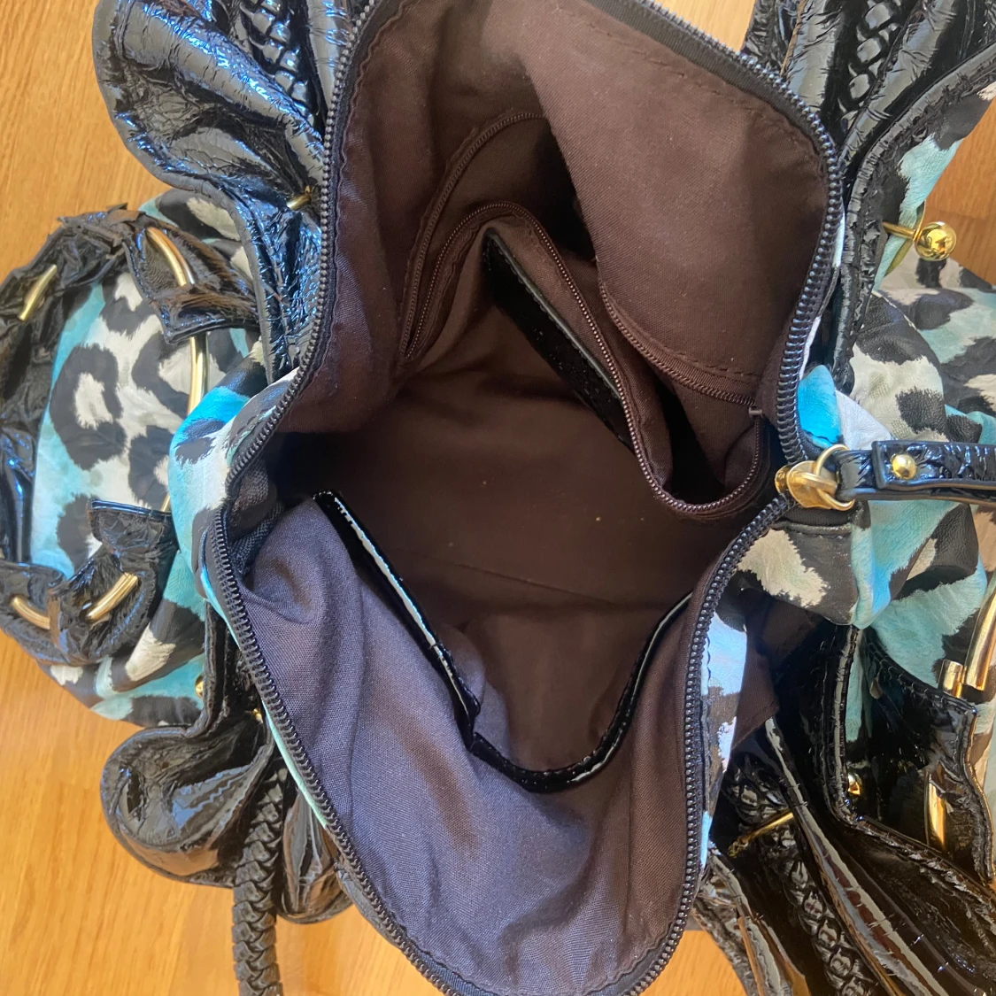 Blå leopardmönstrad axelväska - 2