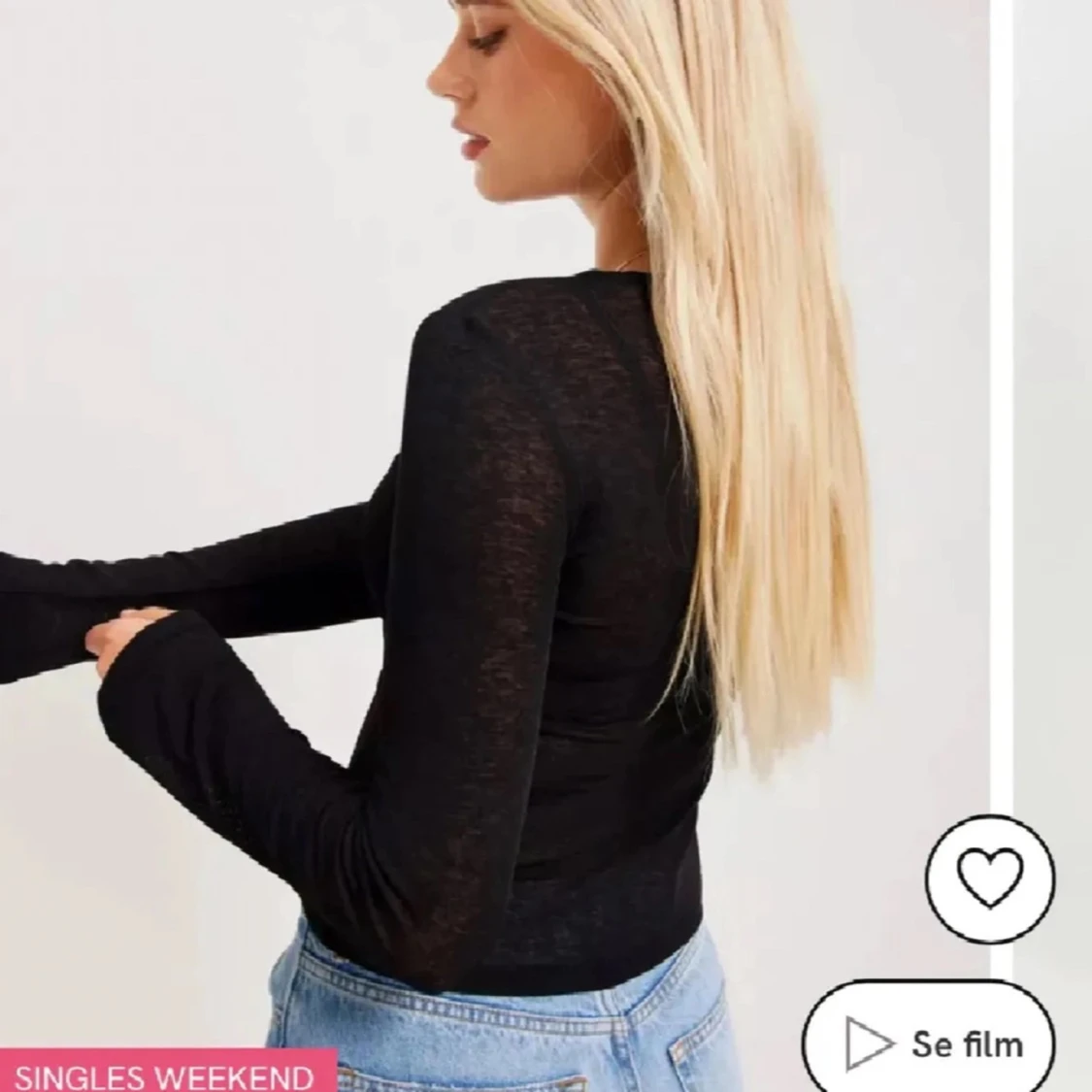 Svart långärmad topp genomskinlig  - 90