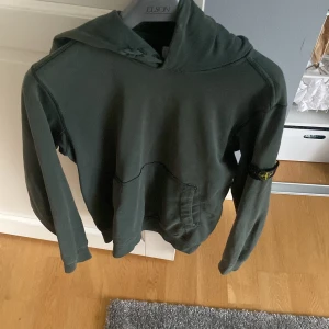Mörkgrön hoodie från Stone Island - Säljer en mörkgrön hoodie från Stone Island. (Pris kan diskuteras) finns små små hål som man knappt ser på höger arm annars mycket fint skick 