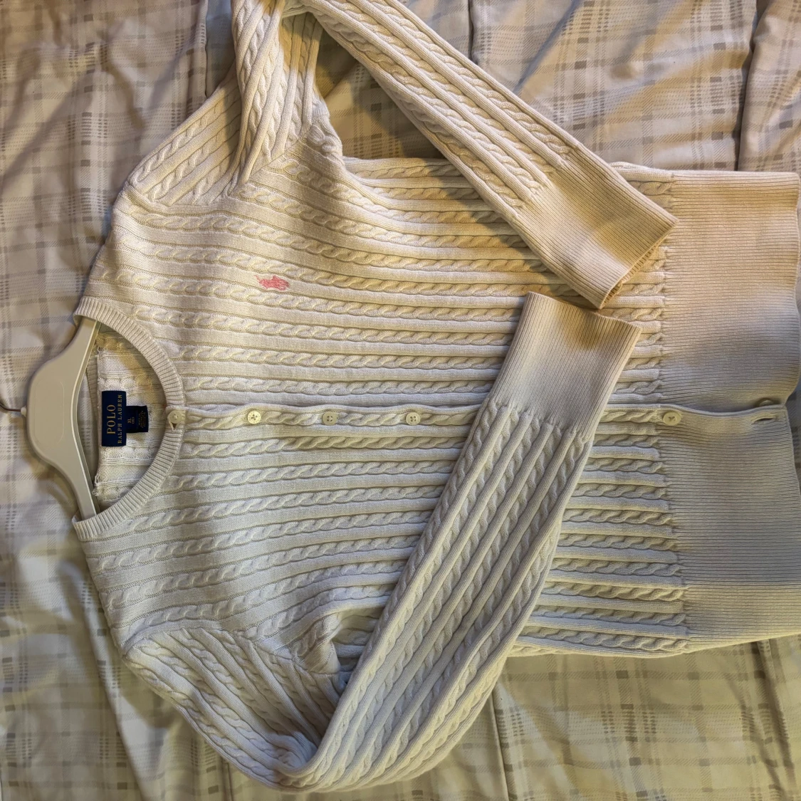 Vit kabelstickad kofta från Polo Ralph Lauren - 3