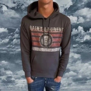 Grå hoodie från Saint Laurent - Säljer  saint Laurent hoodie ✨ ✨sällsynta modellen SL logo hoodie för bra pris✨  skick 10/10 storlek S 