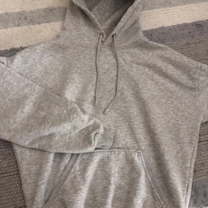 Grå hoodie - Säljer en mysig grå hoodie med  justerbar luva. Den är köpt för kanske ett år sedan på bikbok och den är snålt använd då den satt lite konstigt på mig🥰