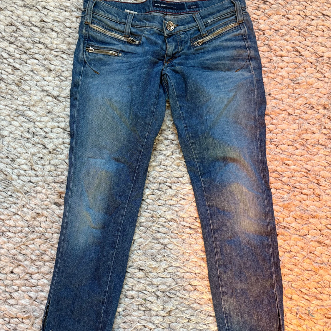 Blå raka lågmidjade jeans med dragkedjedetaljer från G-Star RAW - 1
