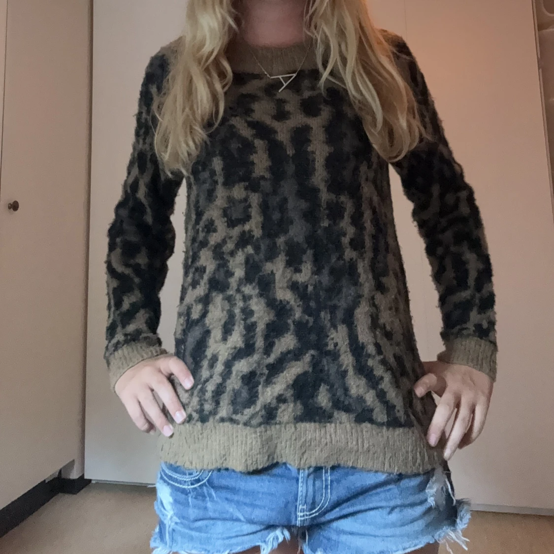 Leopardmönstrad stickad tröja Object