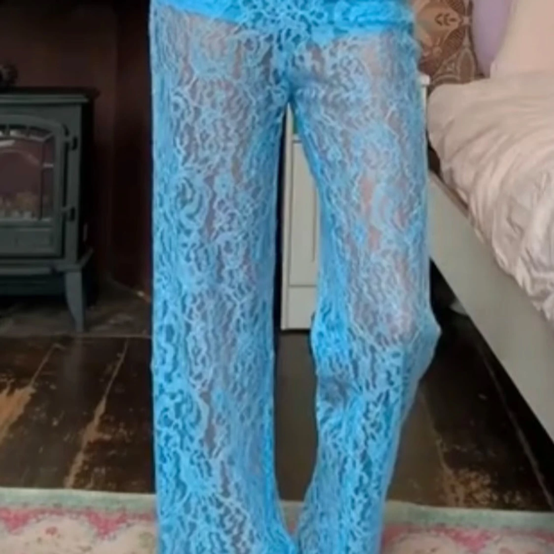 Blå spetsbyxor Mango - 1