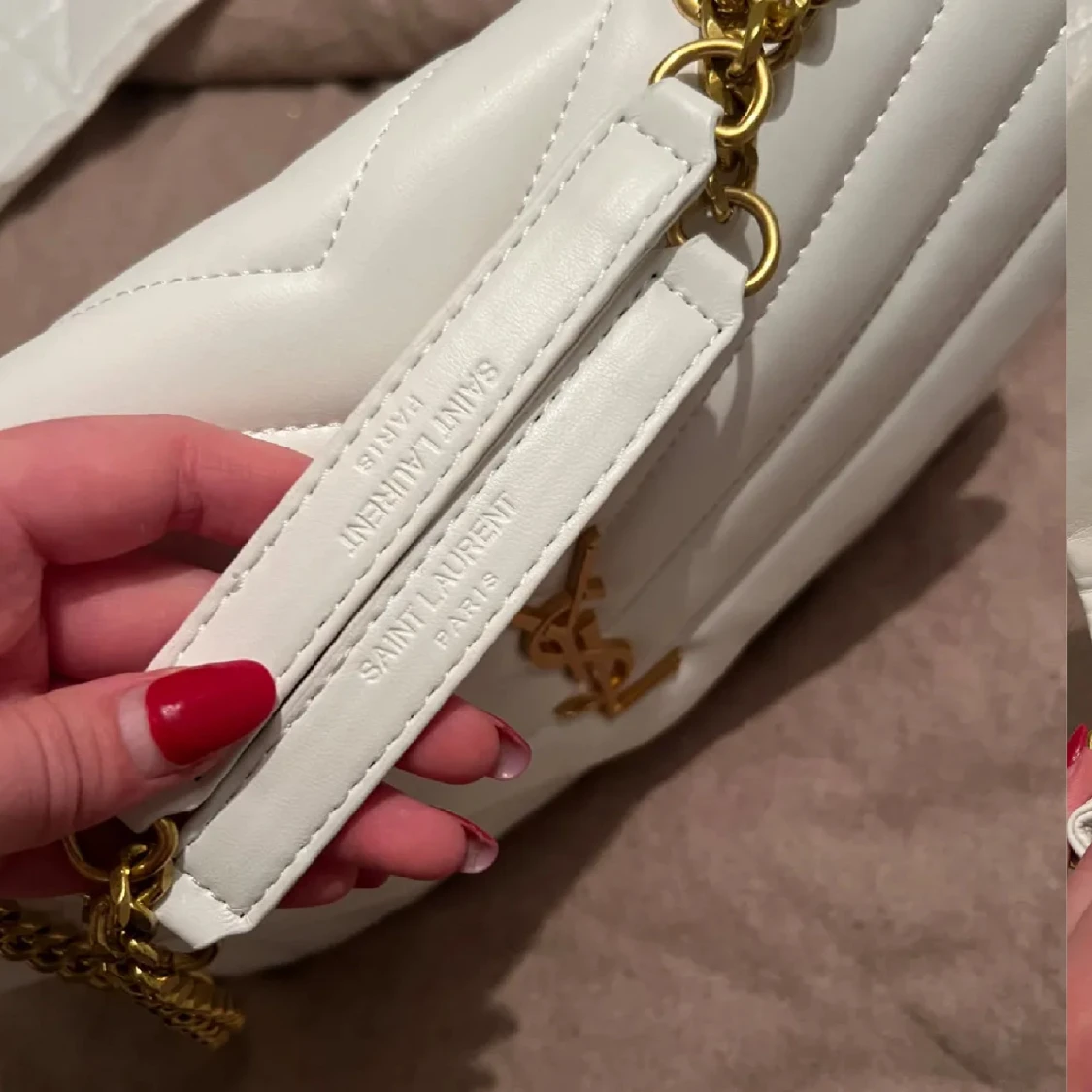 Vit quiltad axelväska från Saint Laurent - 2