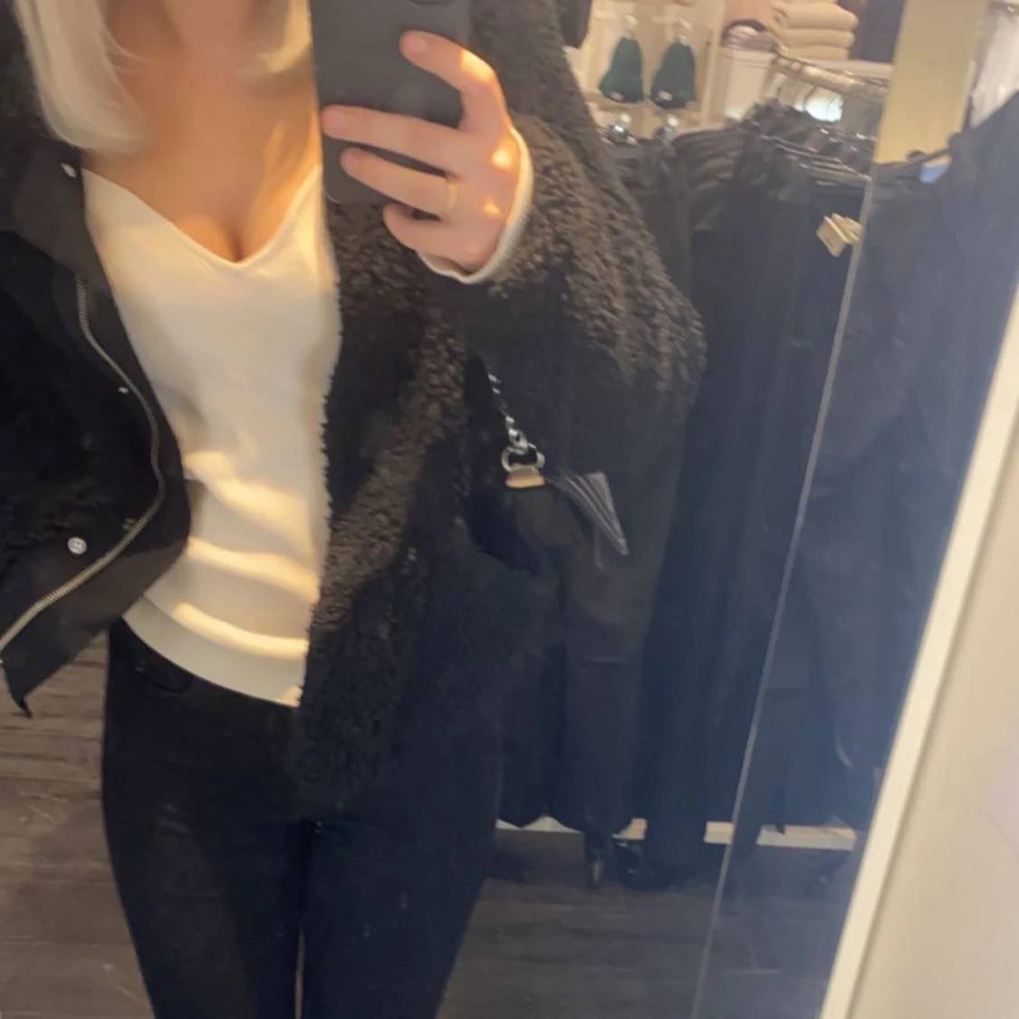 Vit ribbad långärmad topp H&M - 2