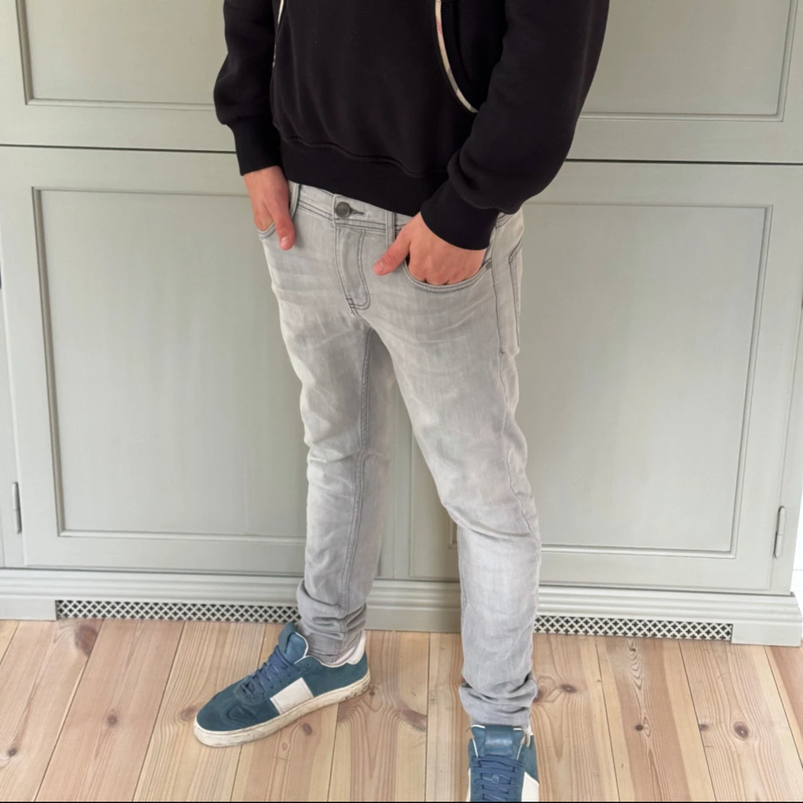 Ljusgrå Slim Jeans - 1