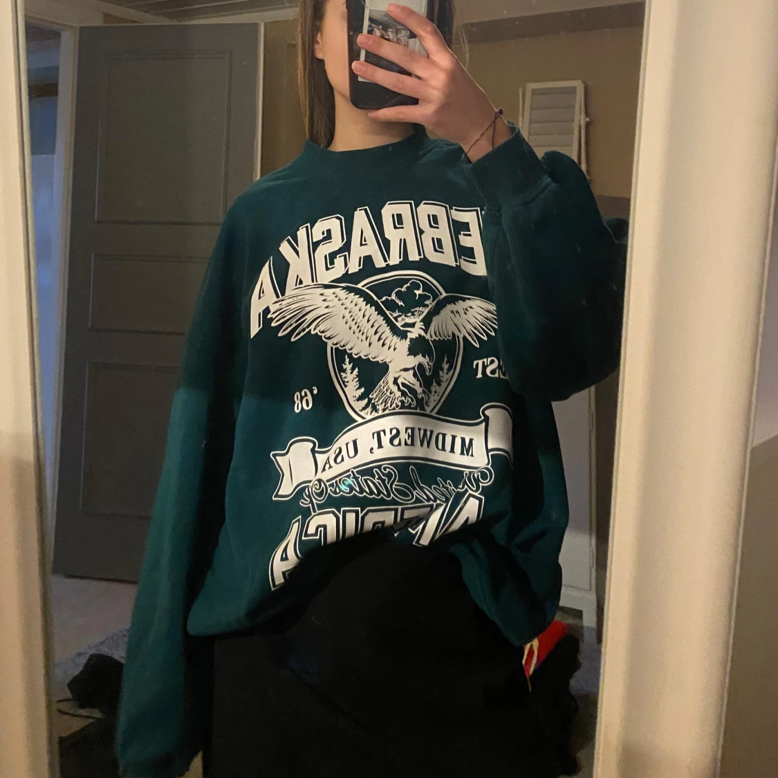 Grön oversized sweatshirt med tryck - 1