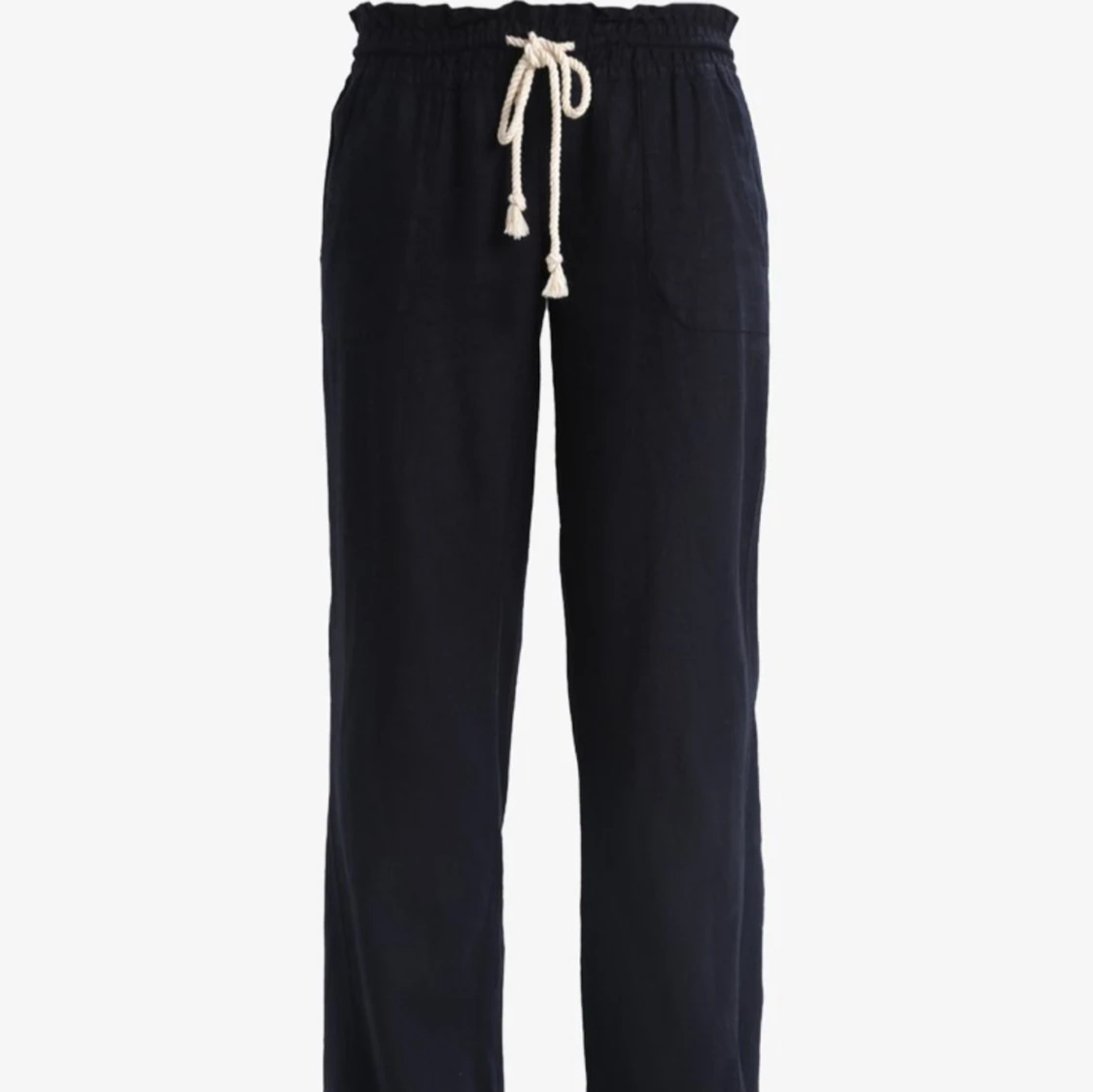 Svarta lågmidjade roxy linnebyxor