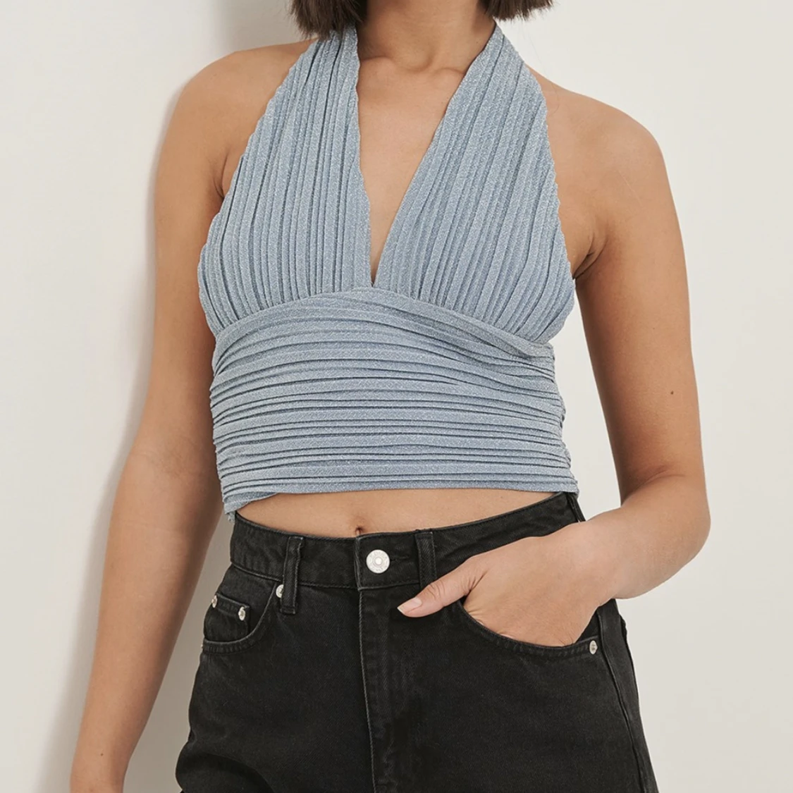 Glittrig halterneck topp