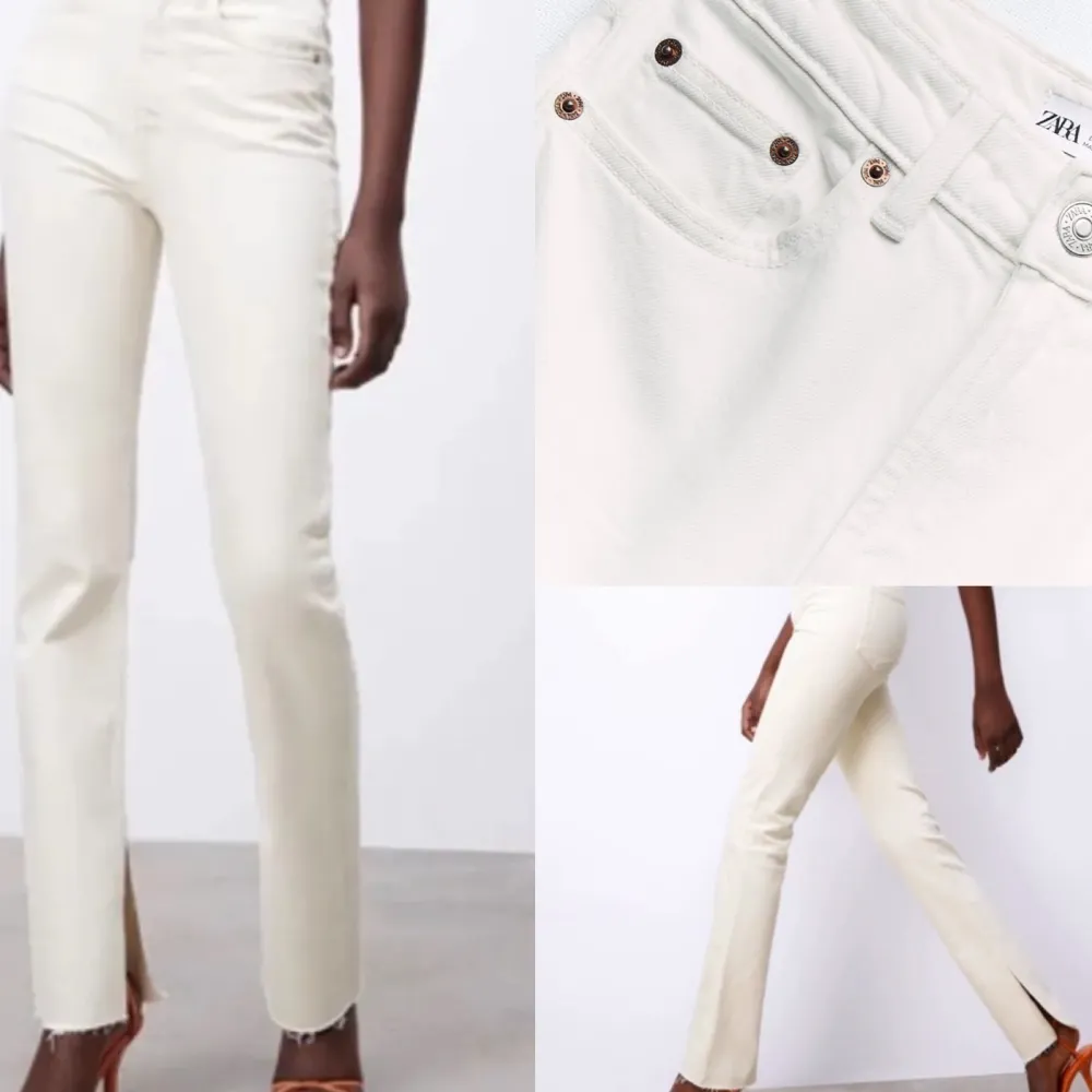 Ett par ljusa jeans (vit/beige) som inte är ett dugg genomskinliga! Köpta förra året, endast använda en gång. . Jeans & Byxor.