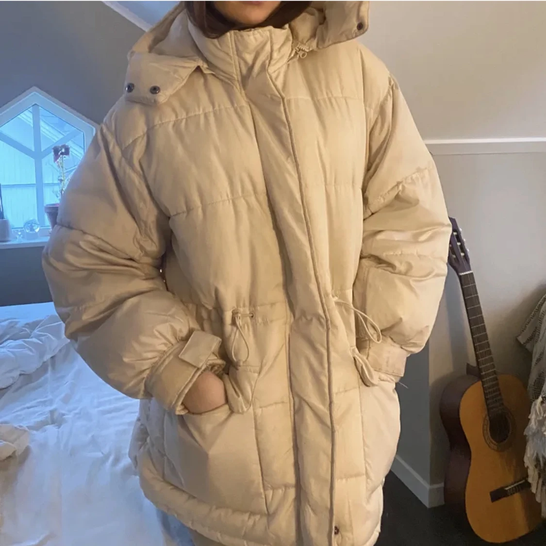 Beige vinterjacka - 90