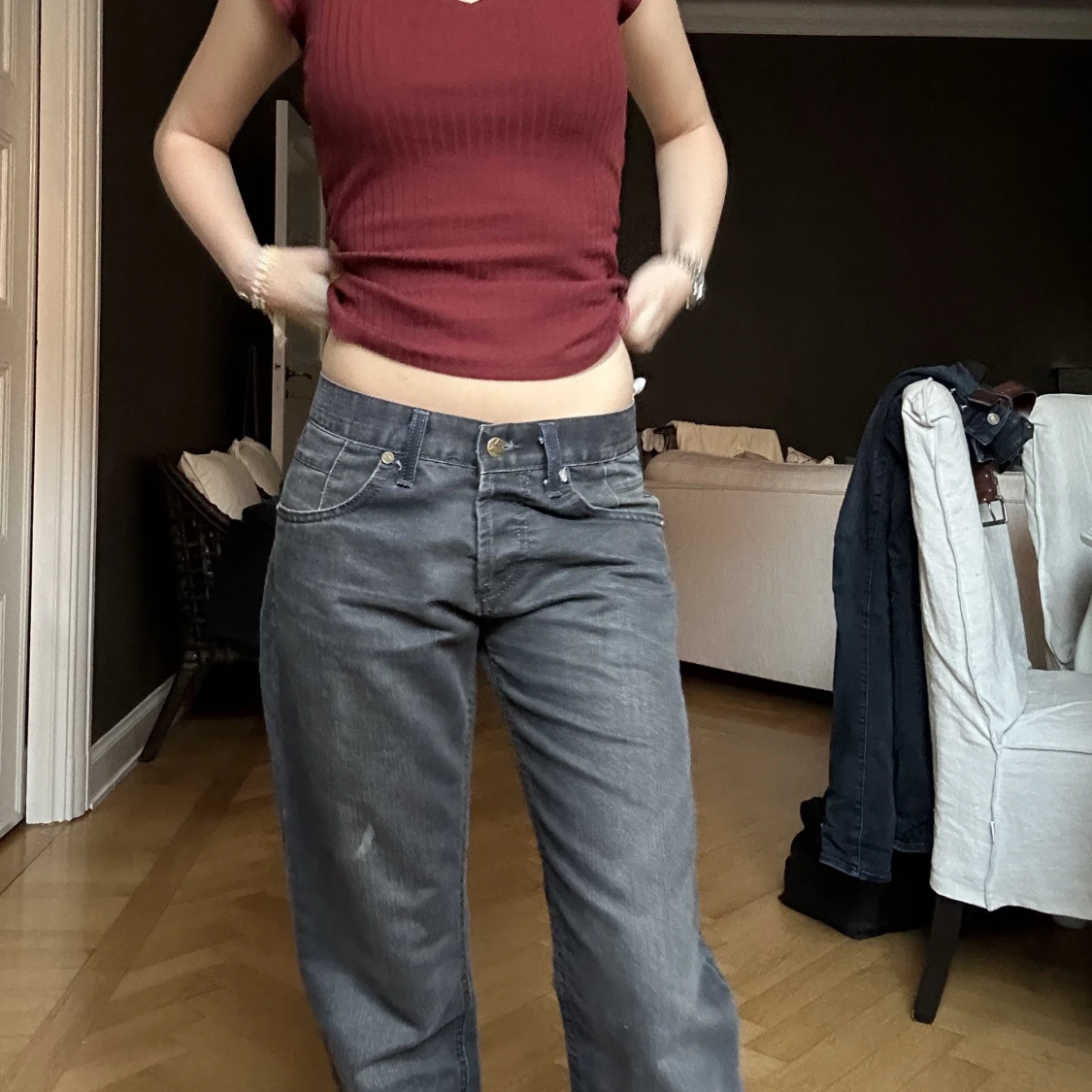 Mörkgrå baggy jeans - 90