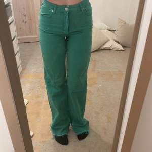 Gröna jeans från Zara. Storlek 36. Nyskick. Långa i benen, jag är 174.