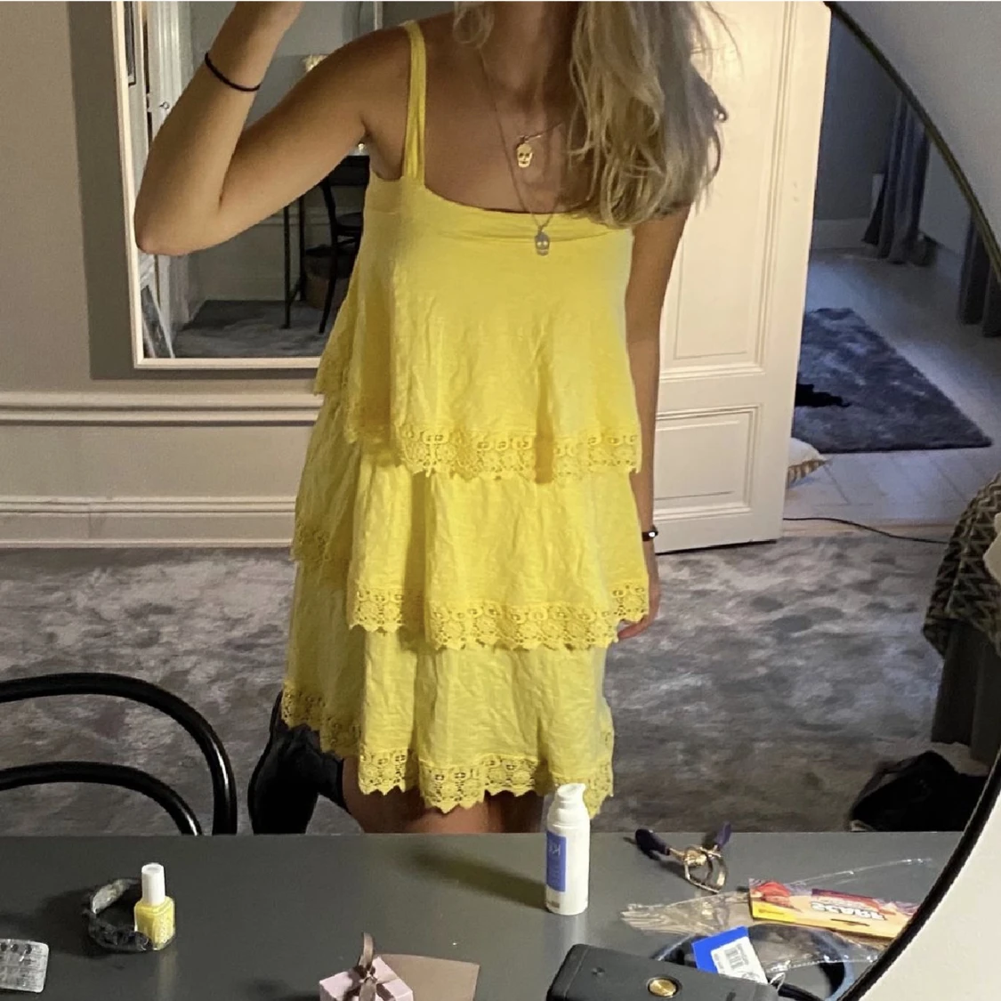 Gul sommar klänning - 90