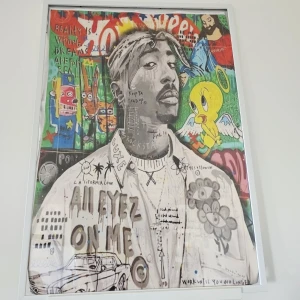 Banksy tavla tyg  - 70×100 tavlor banksy tyg sätts på en canvas riktigt snygga å färgglada pop hip hop Charlie Tupac 