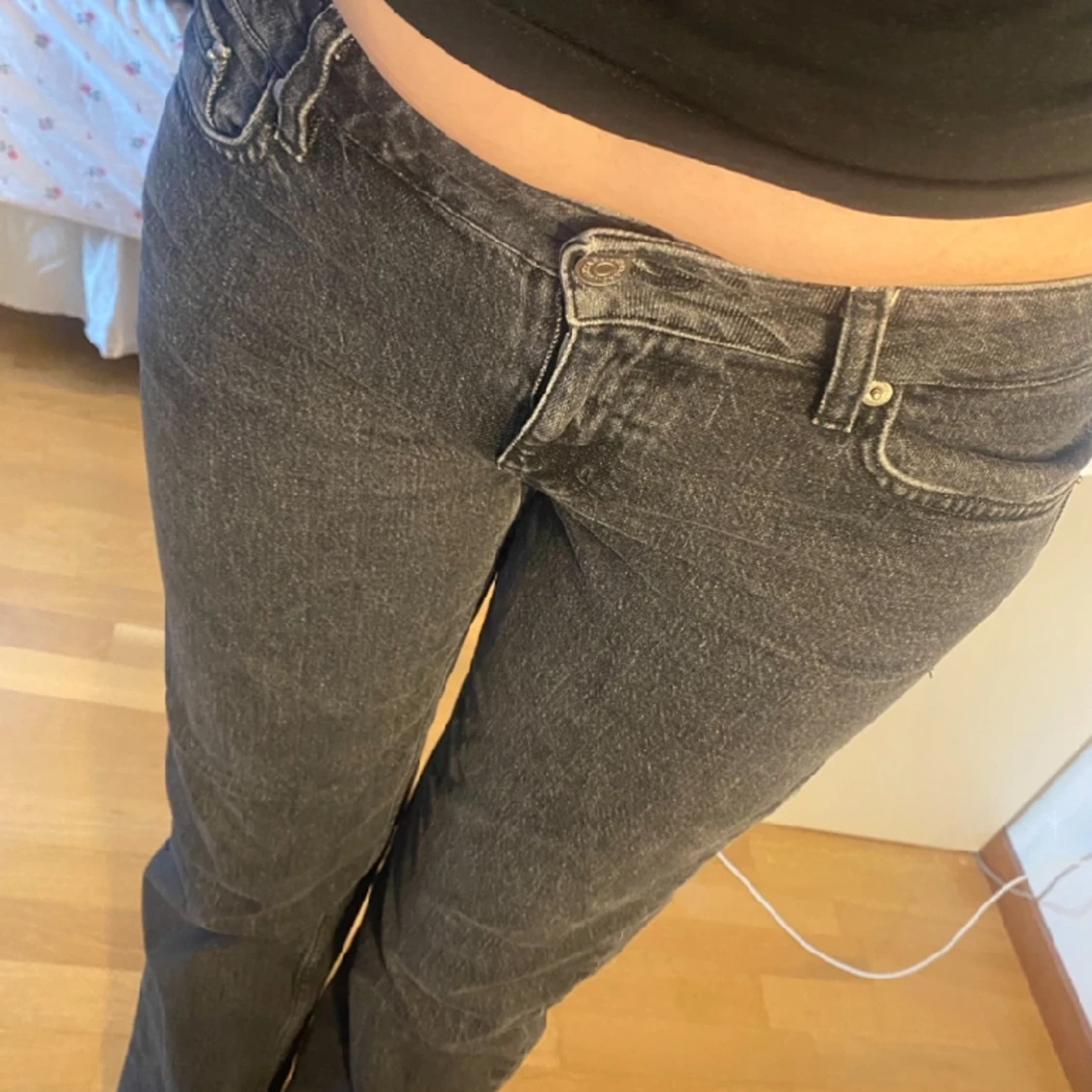 Low waist jeans grå/svarta - 90