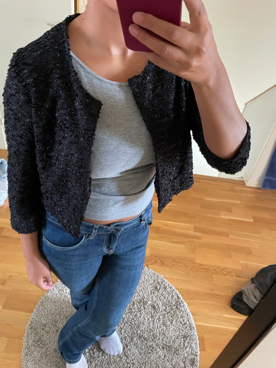 Trekvart/bolero glittrig