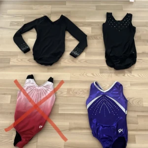 Gymnastik dräkter  - Dräkterna är typ oanvända sälj för dem kommer inte till användning.  Lila har storlek m Rosa har storlek s Och dem svarta har storlek m  Men alla är lika stora.  100 st elr alla för 250
