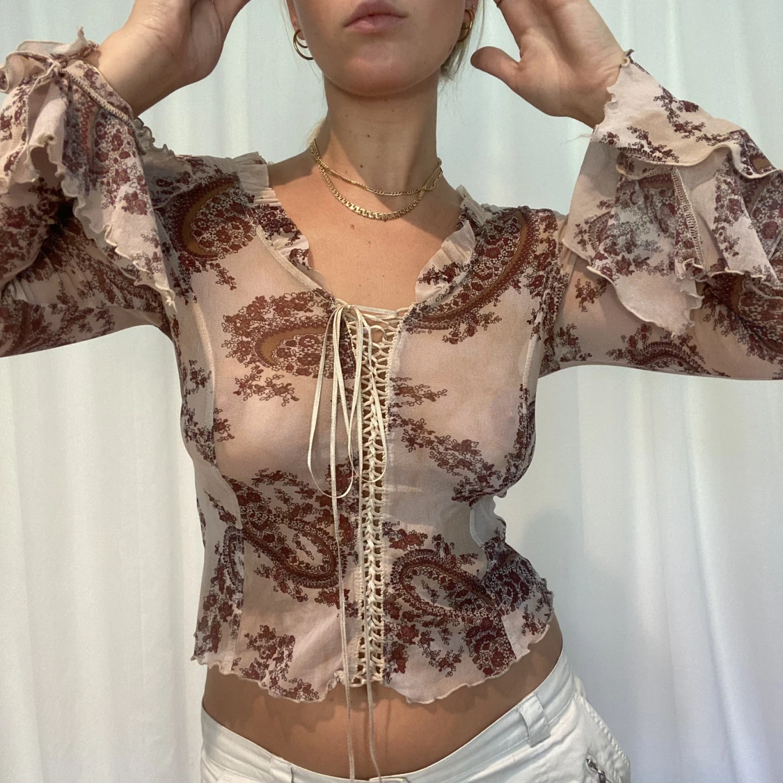 Brun mesh blus  - 91