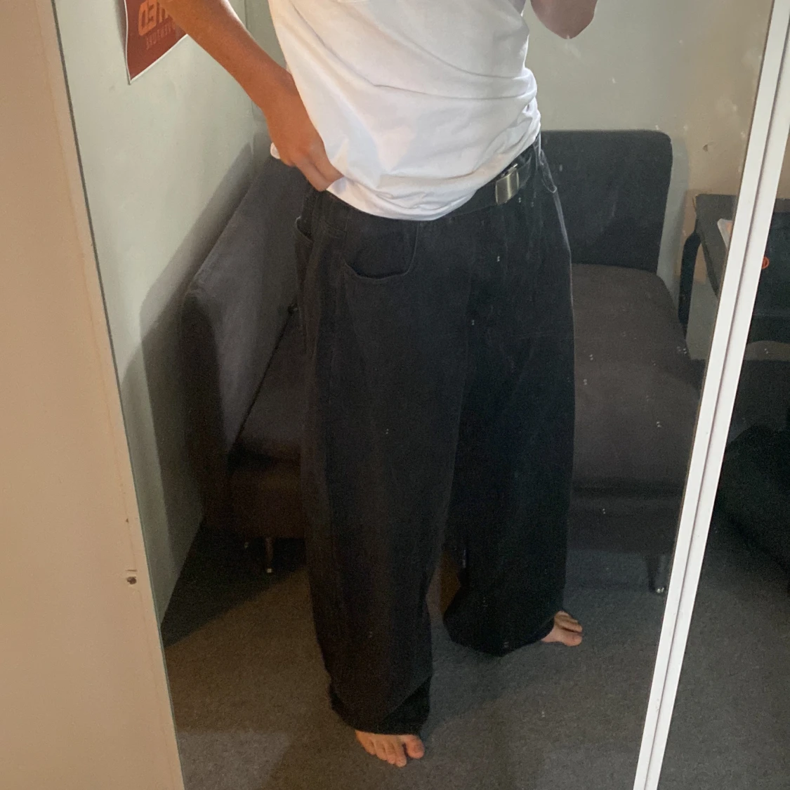 Wide baggy svarta jeans - 90