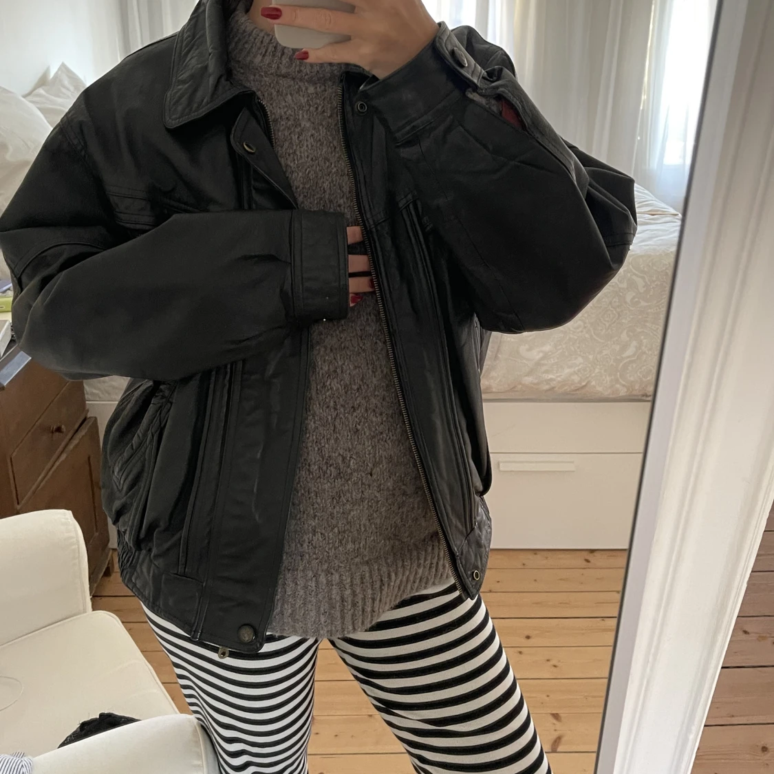 Vintage läderjacka bomber - 91