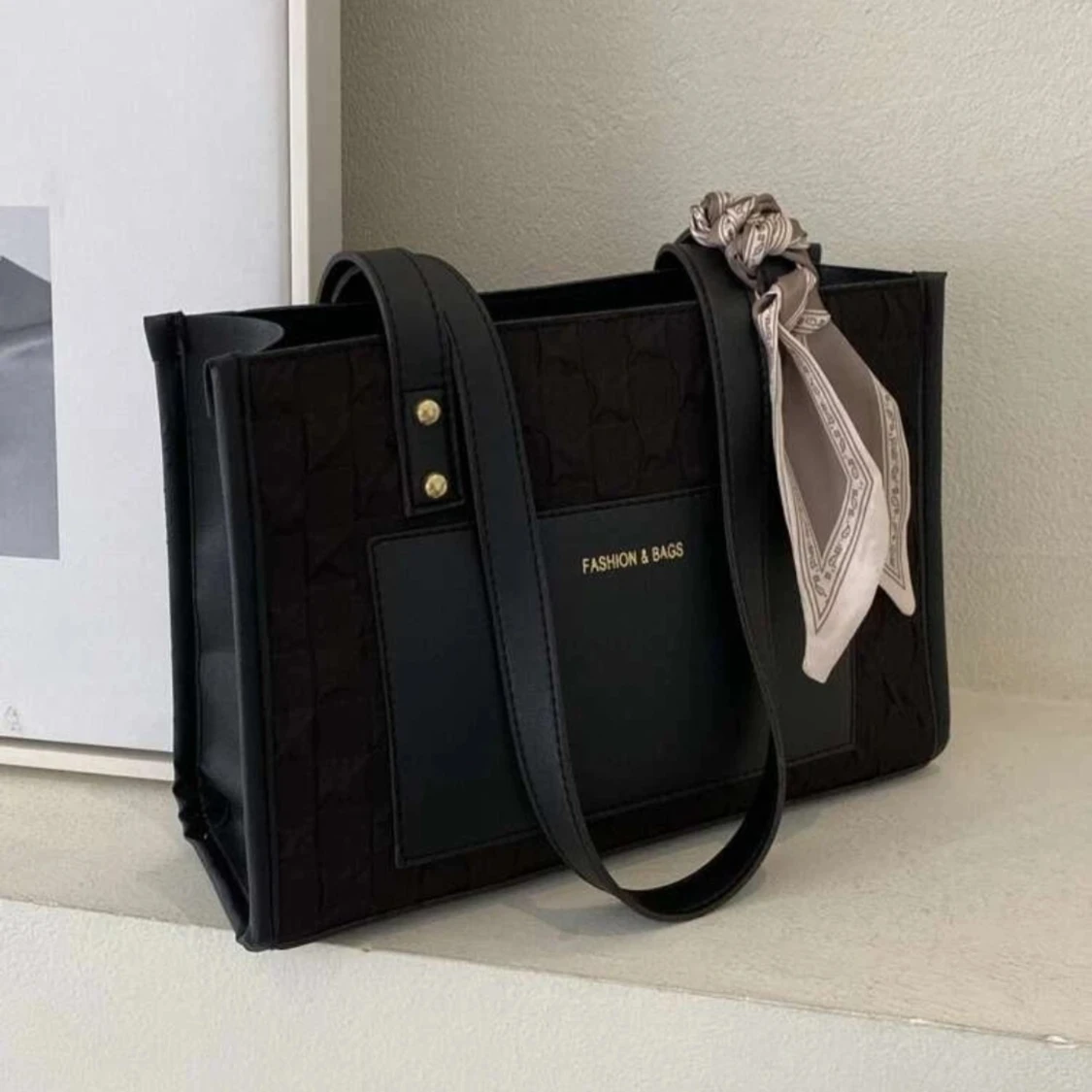 Letter Graphic Twilly Scarf Decor Square Bag - 90