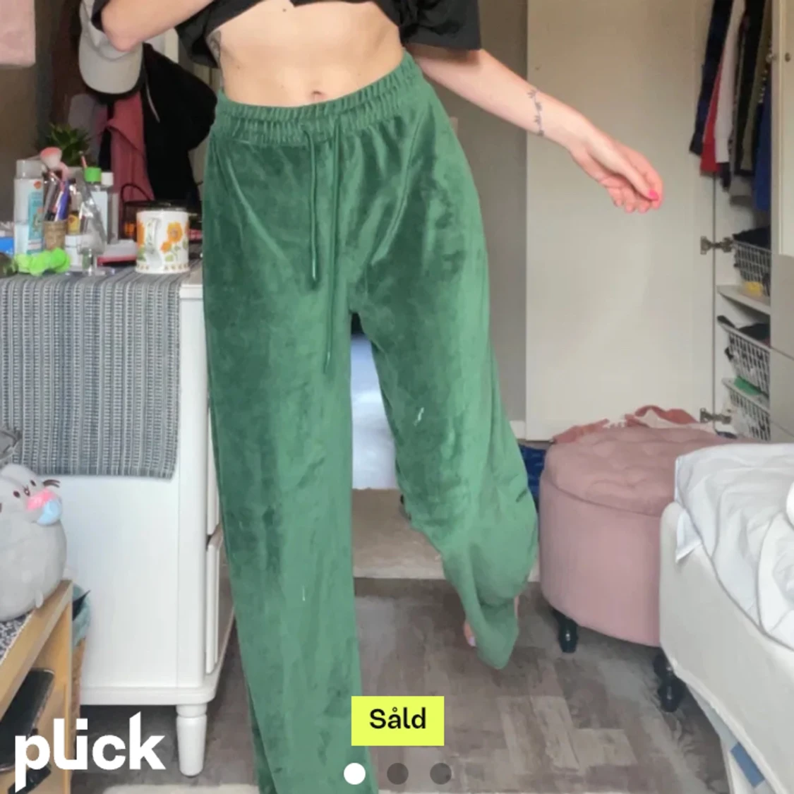 Gröna velour mjukisbyxor - 91