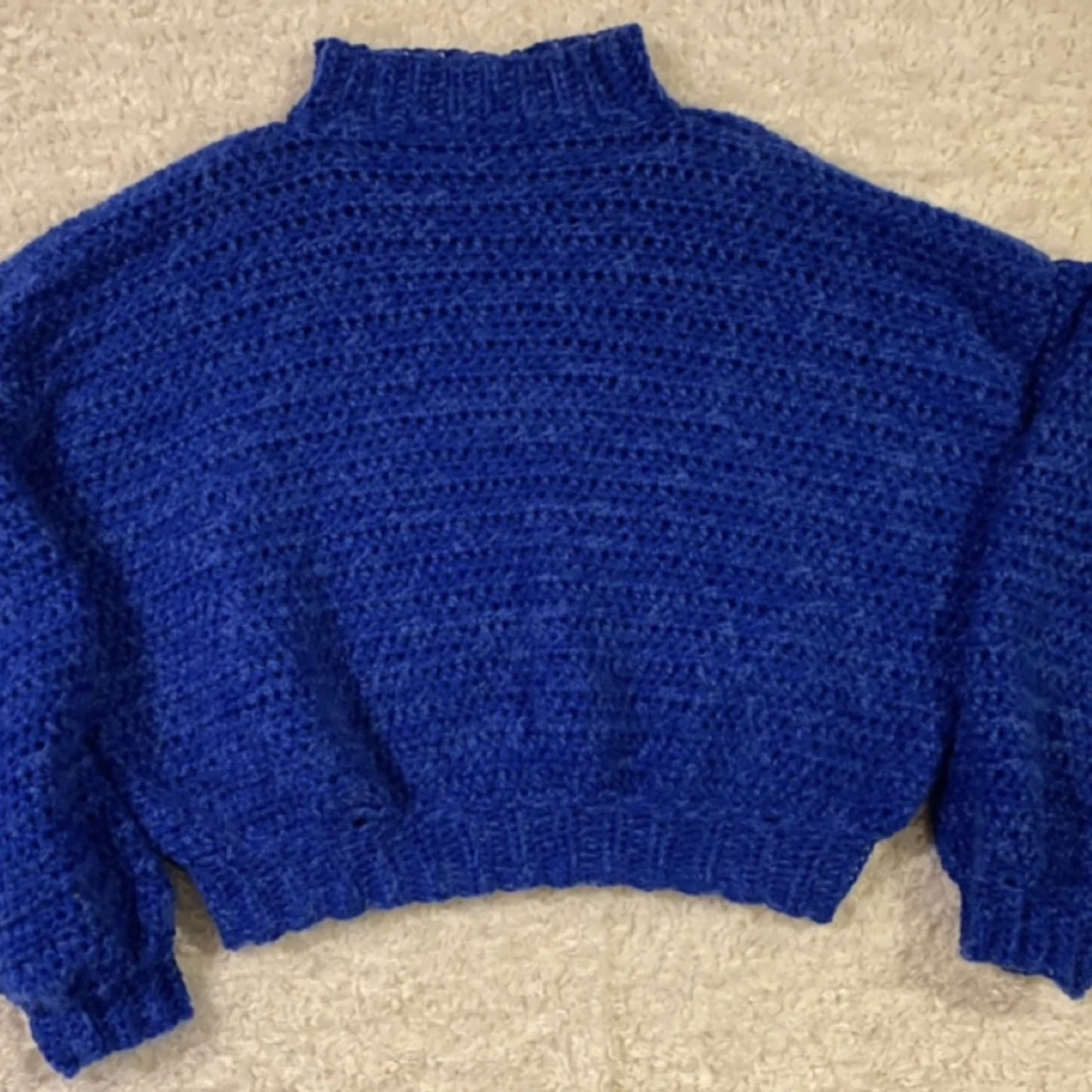 💙Blå virkad tröja💙 - 90