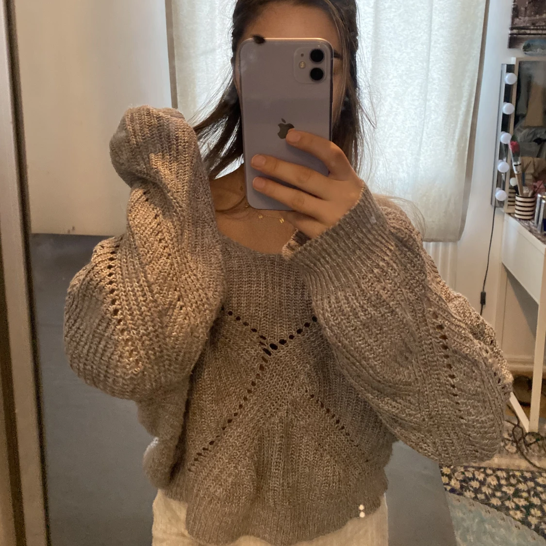 Grå stickad tröja - 90