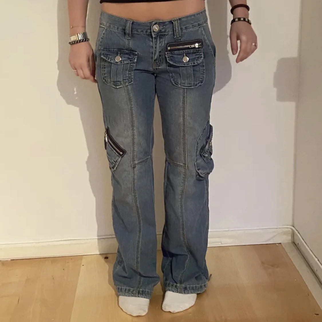 Lågmidjade cargojeans - 90