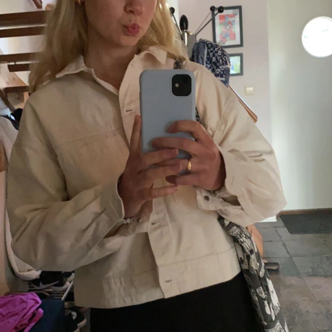 Beige jeansjacka - 90